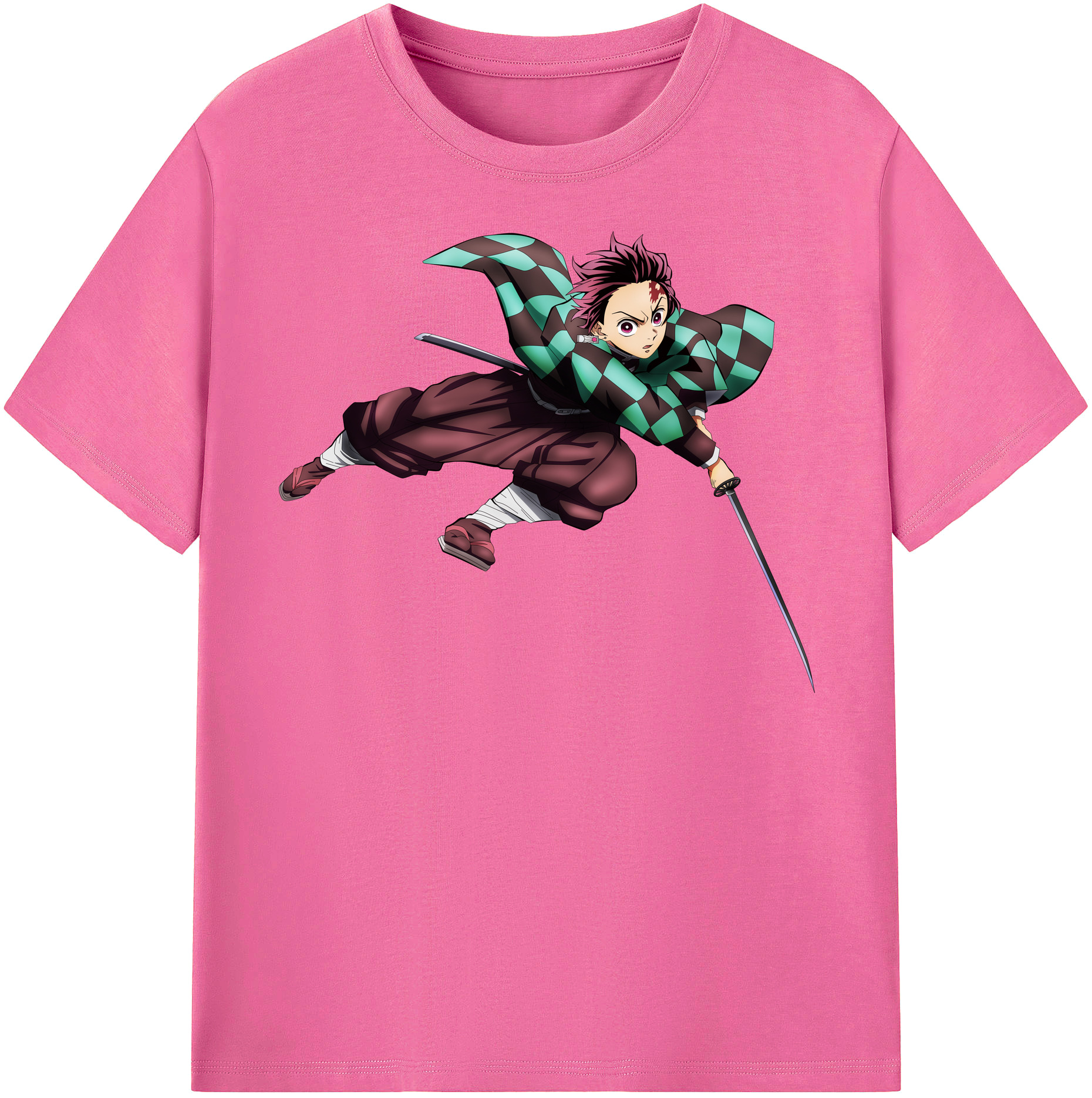 （画像用） 鬼滅の刃 竈門 炭治郎／かまど たんじろう Kamado Tanjirou レディースカジュアルプリントTシャツ（綿100％）